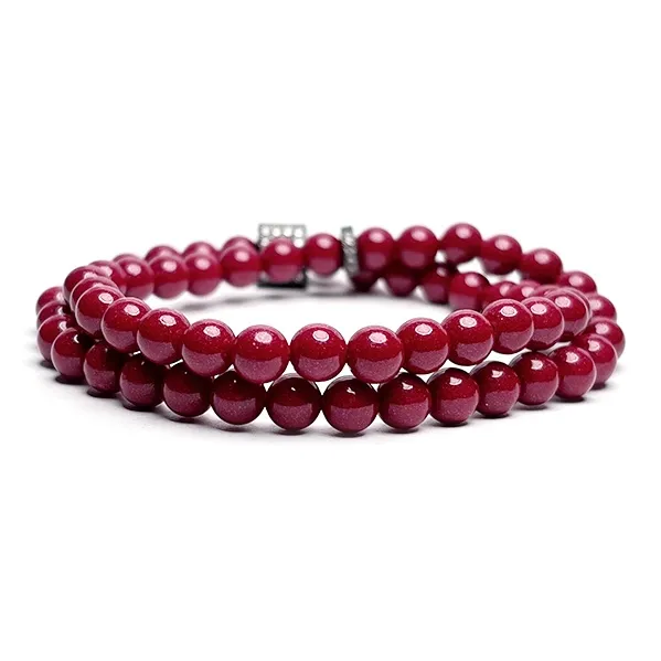 MOUNTAINS AND MANS Cinnabar New Chinese Style Stackable Good Luck Beaded Bracelet Unisex-9