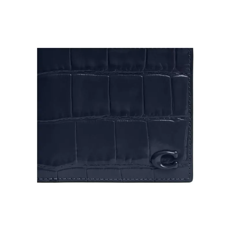COACH Leather With Refined Calfskin Wallet Mini Men's Marine Blue-2