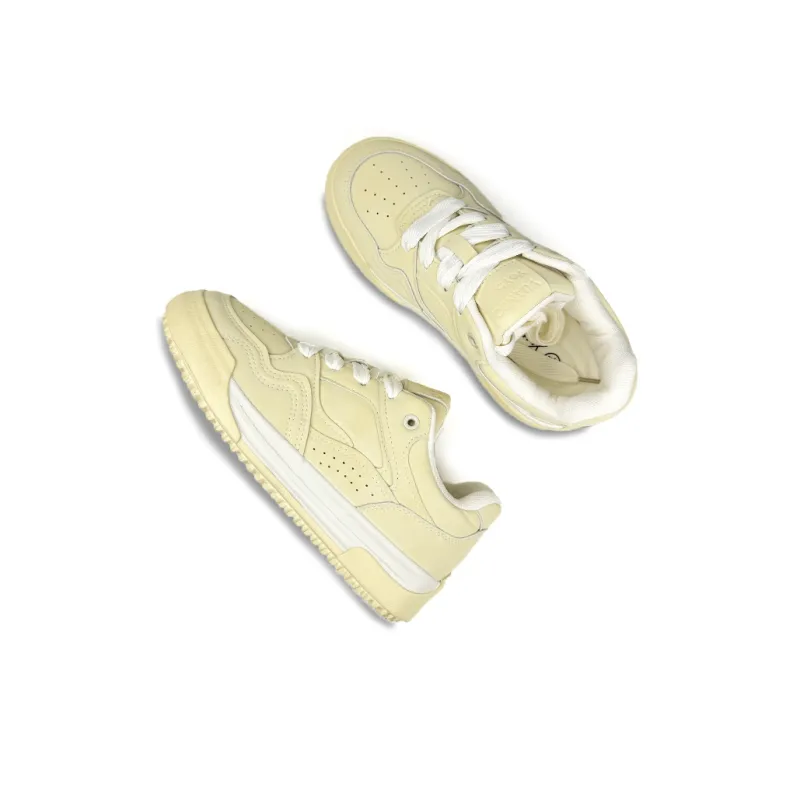 Mengsai Puffy Shoes Low Top Skateboard Shoes Women's Almond Yellow-5