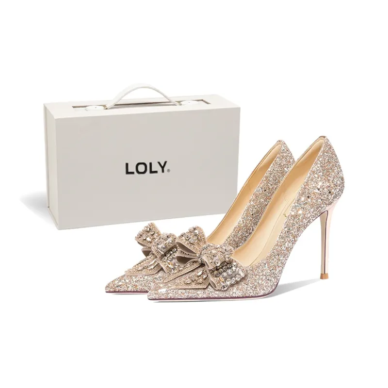 LOLY Slim Heel High Heels Women's Gold-0