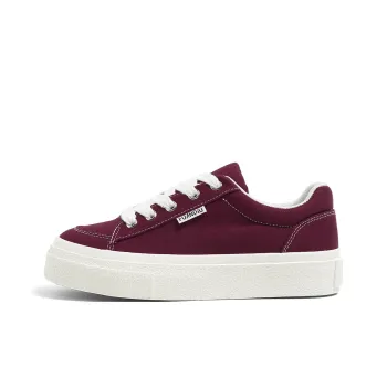 HUANQIU Slip Resistant, Abrasion Resistant, Breathable Low Top Canvas Shoes Women's Burgundy