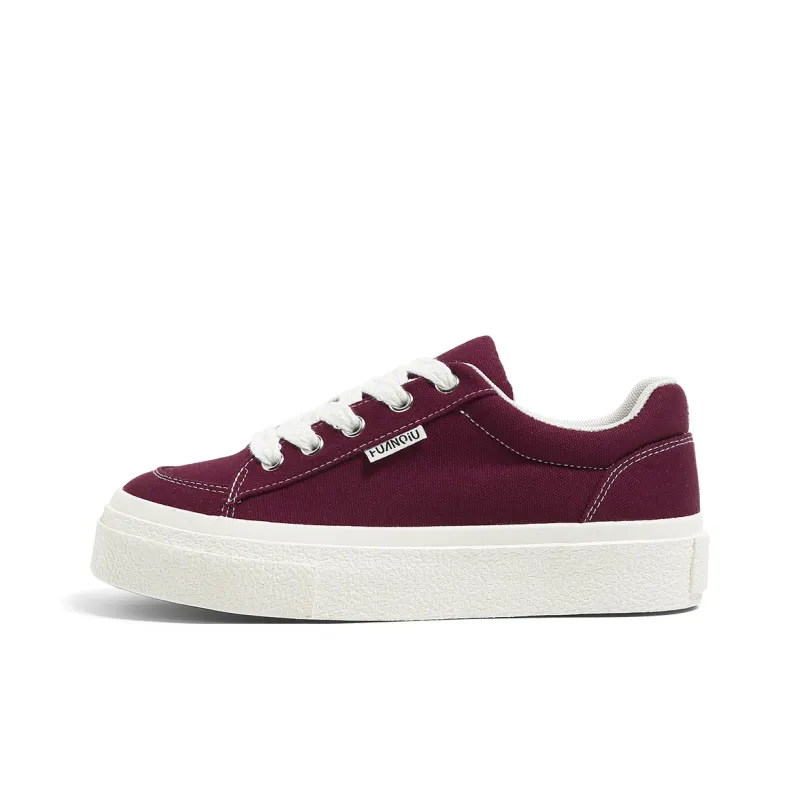 HUANQIU Slip Resistant, Abrasion Resistant, Breathable Low Top Canvas Shoes Women's Burgundy-0