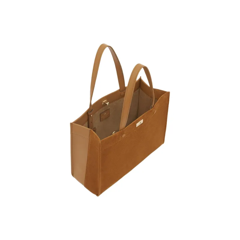 Anya Hindmarch Calfskin Tote Bag Shopping Bag Handbag Shoulder Bag Small Size Women's Brown-3