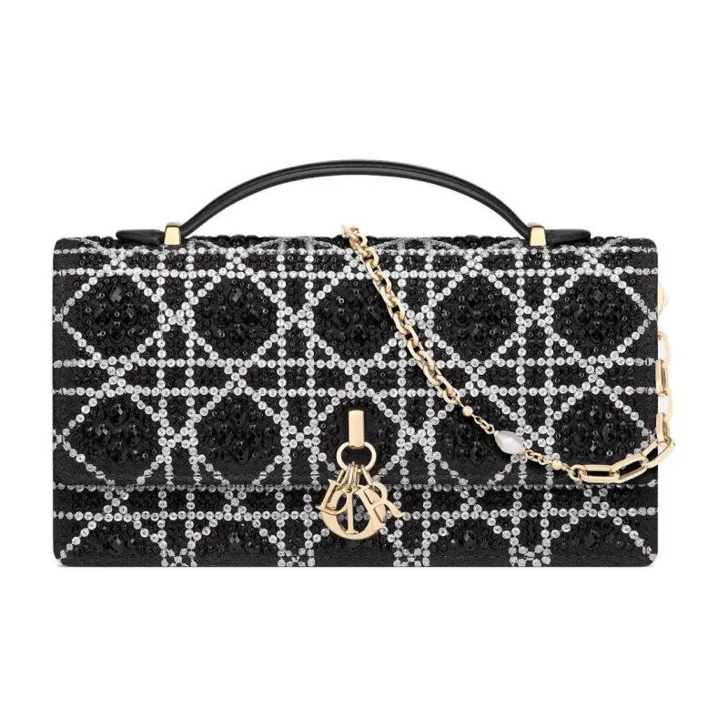 DIOR My Dior Cotton One Shoulder Handbag Mini Women's Black-0