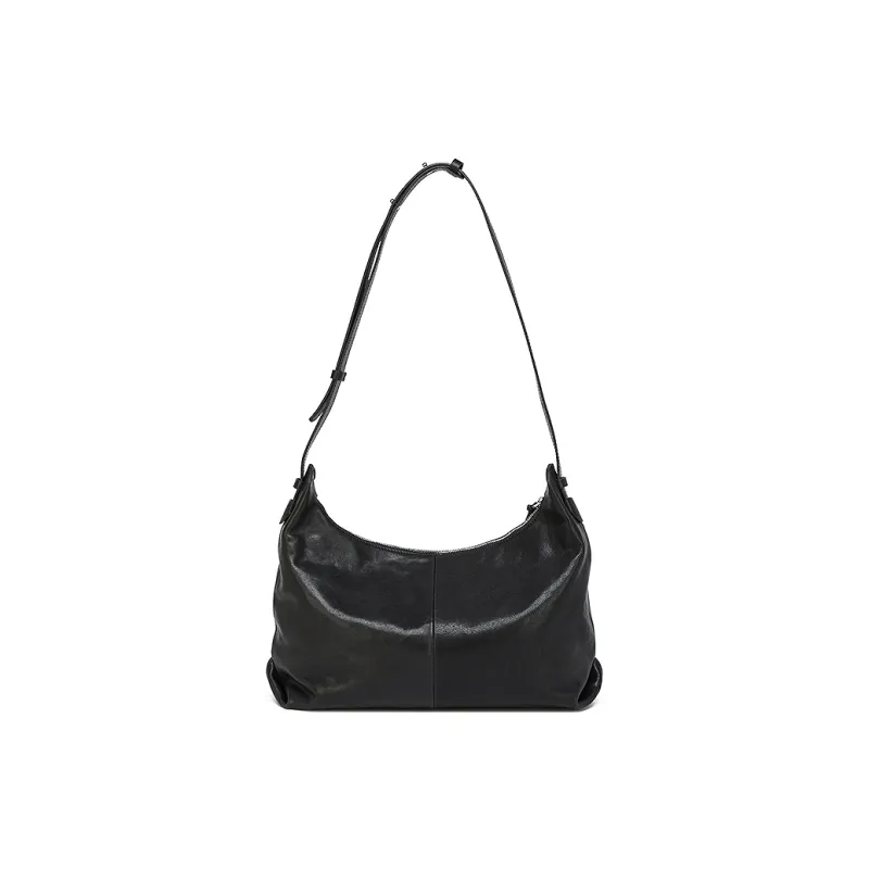 KAISER Crystal Vegetable Tanned Cow Leather Shoulder Bag Regular Women's Black/Brown-2