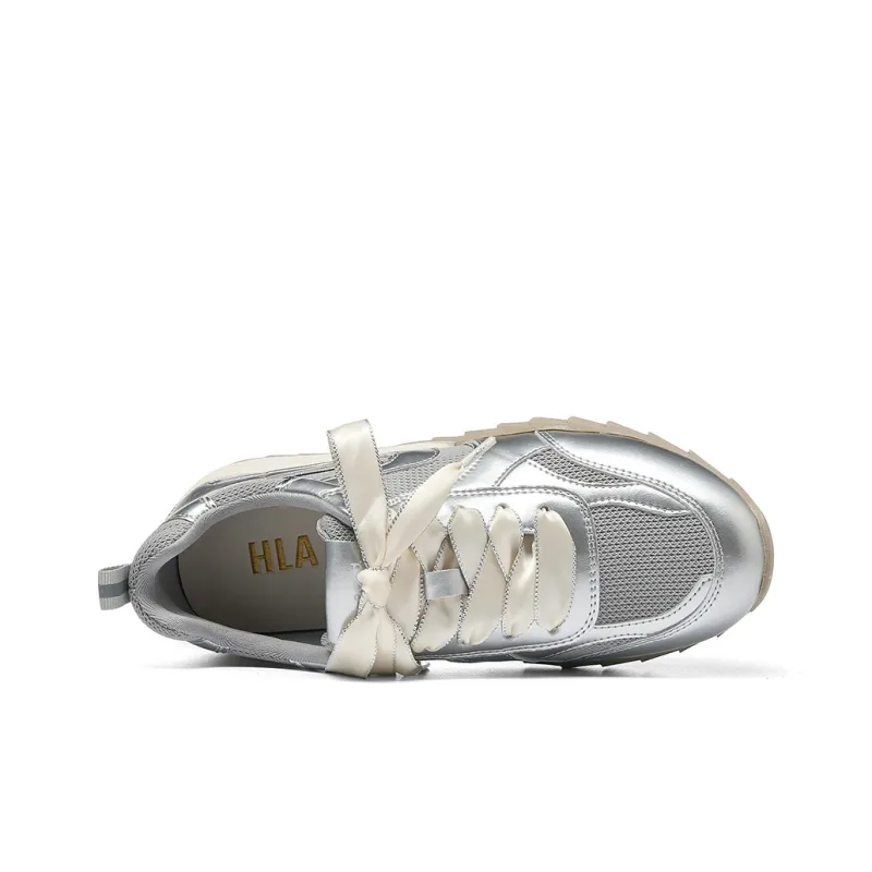 HLA Silver Lightweight Camping Hiking Shoes Platform German Army Trainers Casual Shoes Women's-9