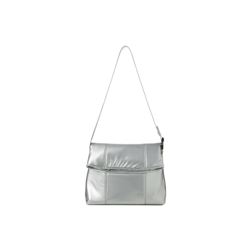 SQUARE Line Microfiber Synthetic Leather Shoulder Bag Medium Size Women's Multicolor-3