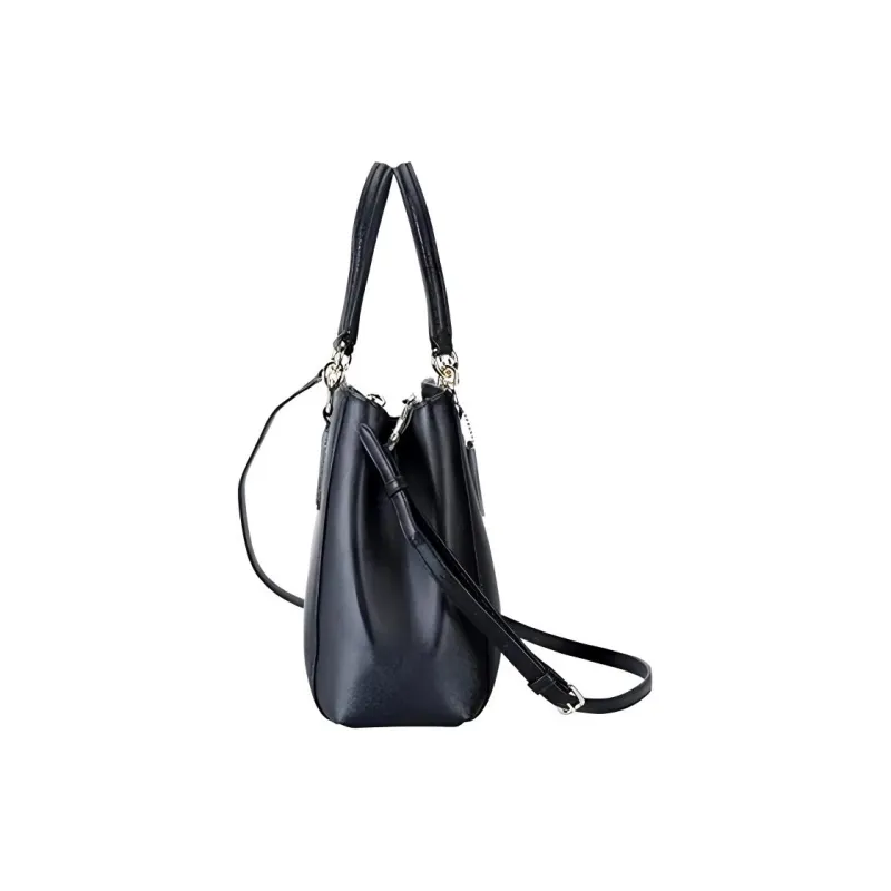 COACH Leather Handbag Shoulder Bag Crossbody Bag Medium Size Women's Black-2