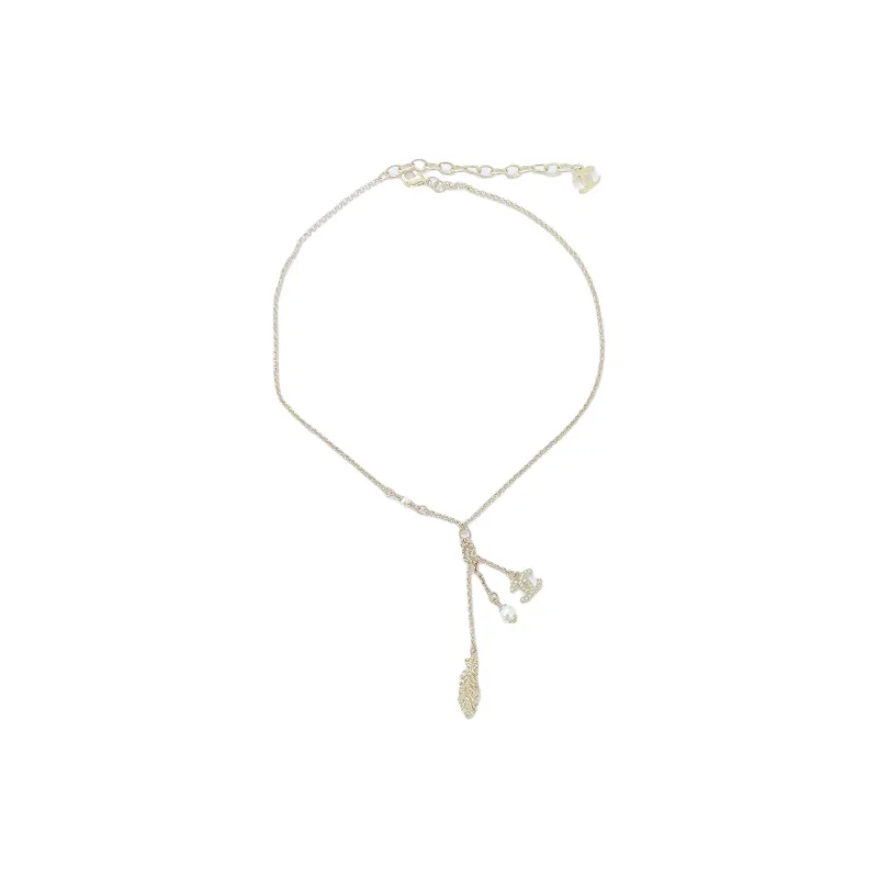 CHANEL Glass Pearl Necklaces Unisex Gold-0
