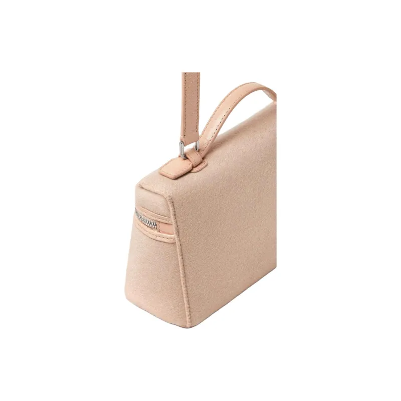 Loro Piana Cashmere Shoulder Bag Crossbody Bag Handbag Women's Cream Pink-3