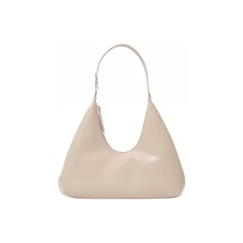 By Far Amber Cow Leather With Patent Leather Handbag, Shoulder Bag Women's Khaki