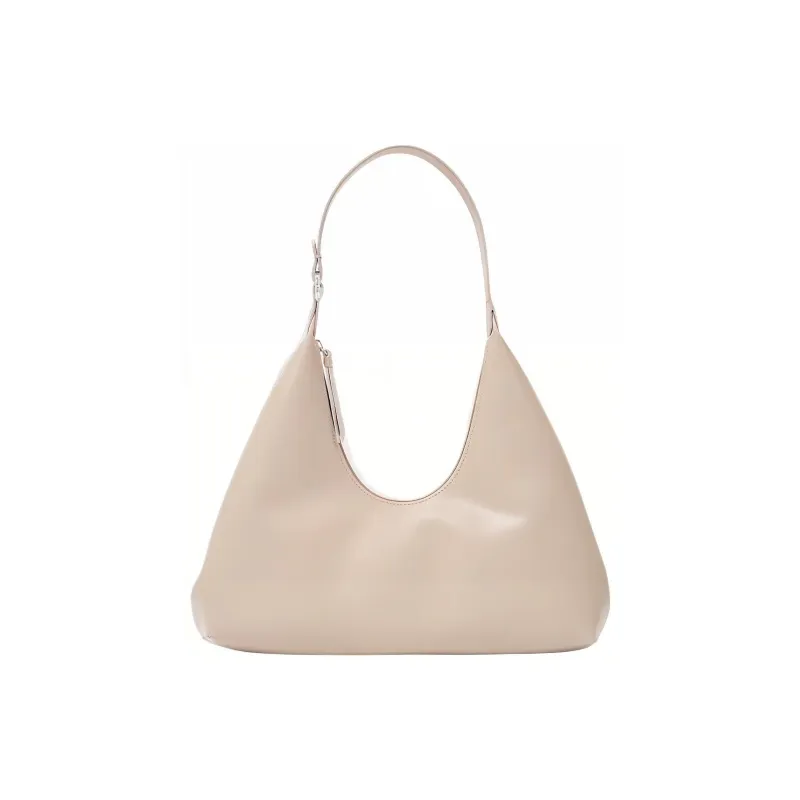 By Far Amber Cow Leather With Patent Leather Handbag, Shoulder Bag Women's Khaki-0
