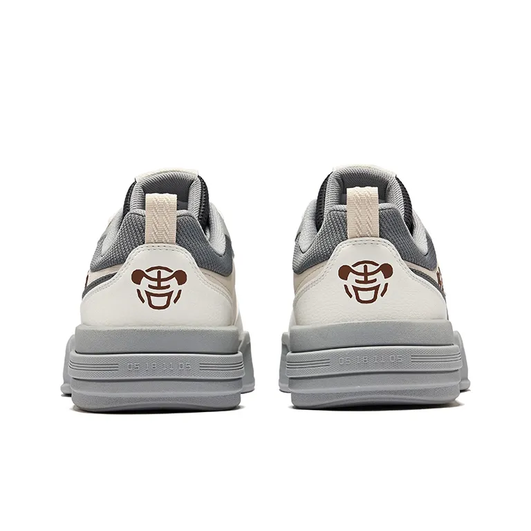 Erke Battery Panda 4lite Slip Resistant Cushioning Height Increasing Low Top Skateboard Shoes Men's Gray Beige-3