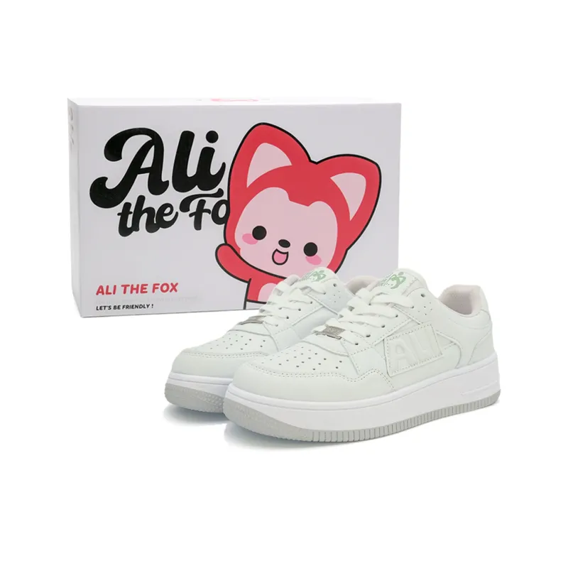 ALI THE FOX Low Top Skateboard Shoes Unisex White-35