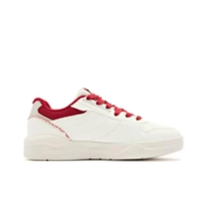 QIAODAN Dry Slip Resistant Cushioning Lightweight Low Top Skateboard Shoes Men's White Red-1