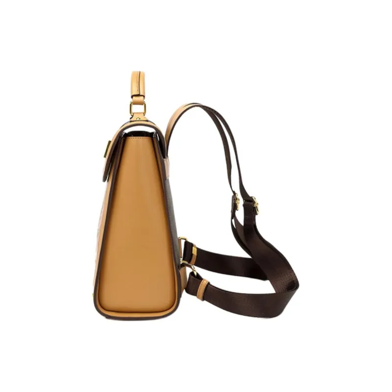 DAPHNE PVC Polyvinyl Chloride Backpack Medium Size Women's Brown-3