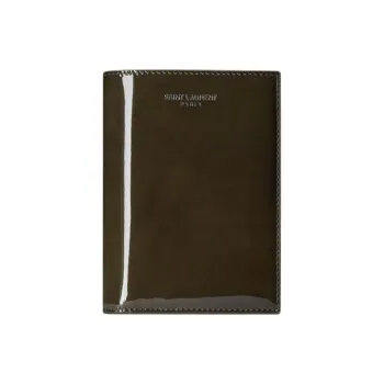 SAINT LAURENT Patent Leather Card Holder Unisex Black