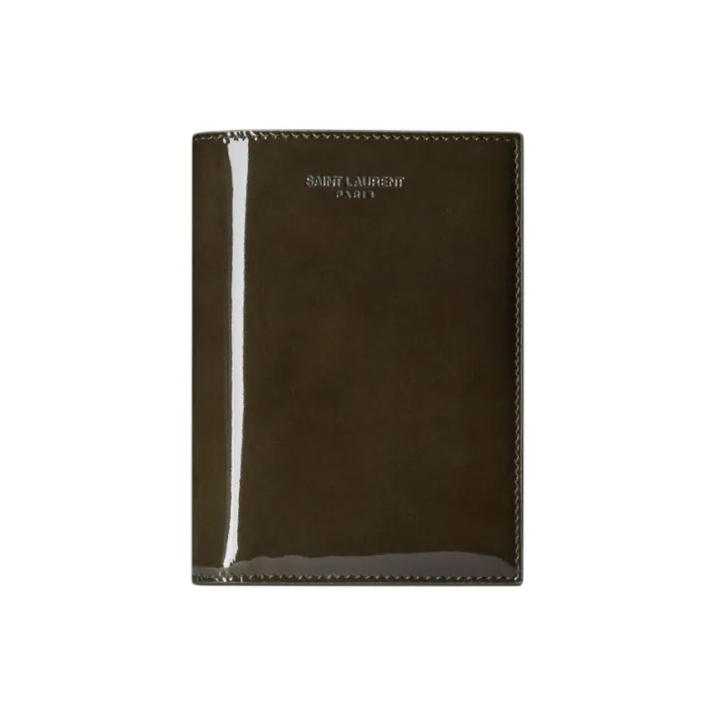 SAINT LAURENT Patent Leather Card Holder Unisex Black-0