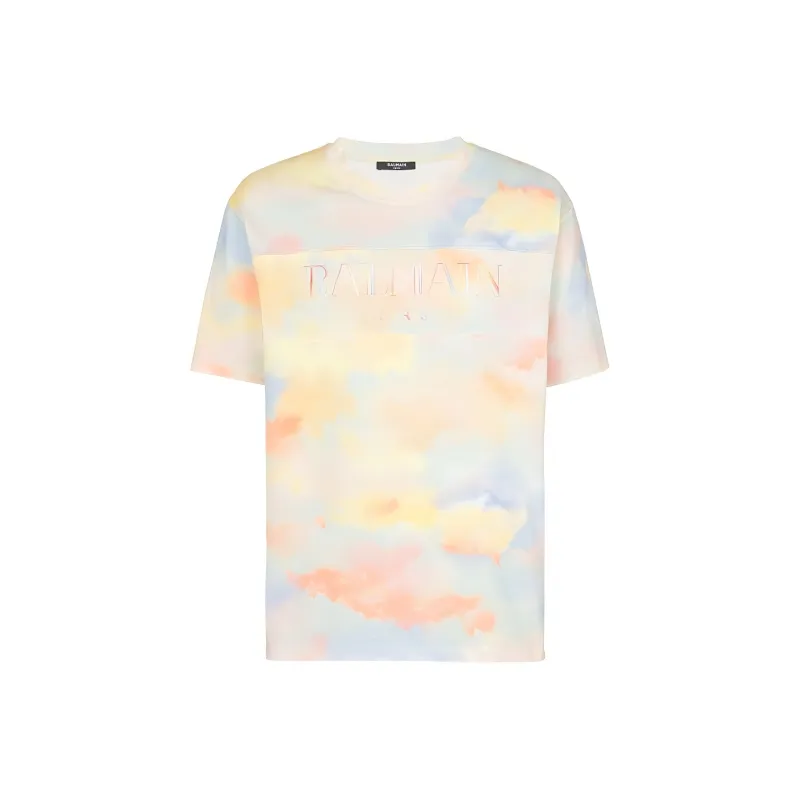 BALMAIN Cloud Vintage Logo embroidered Cotton T shirt-0