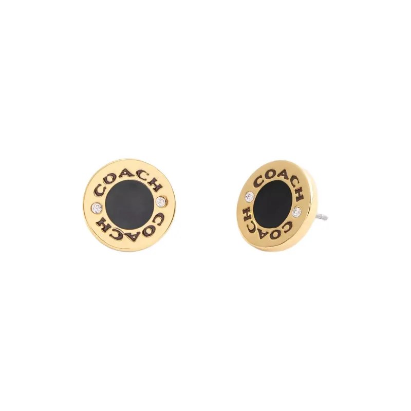 COACH Enamel Stud Earrings Women's Gold-0