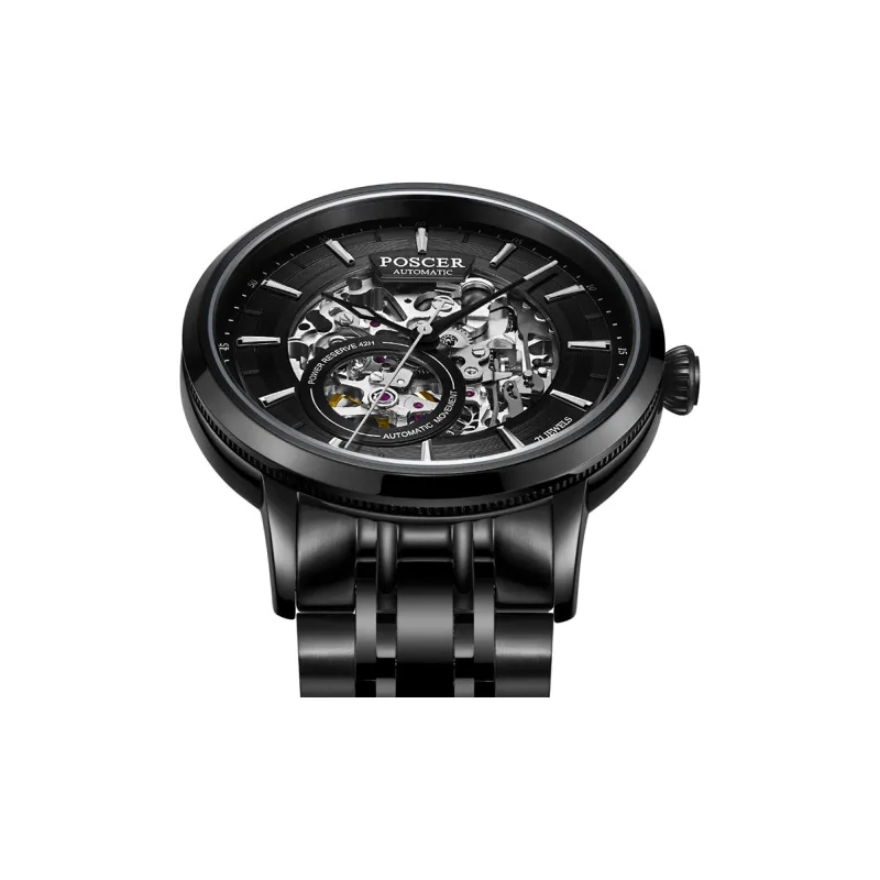 POSCER Automatic Mechanical Movement Watch Men's Watches Black Dial-12