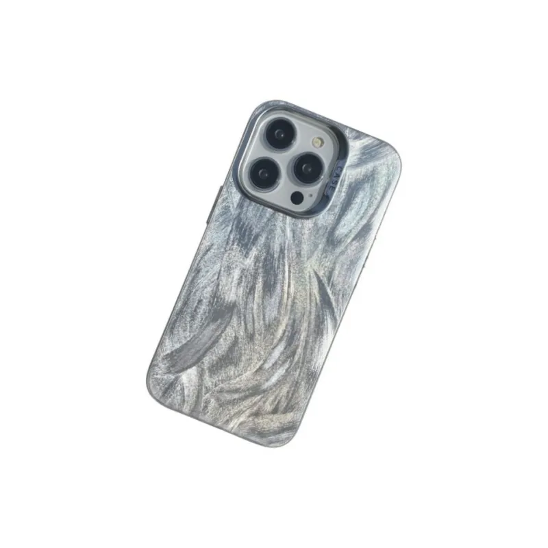 Koman ABS+PC Material Multicolor Feather Yarn Phone Cases Compatible With Apple IPhone 12/13/14/15/16/Pro/Mac-1