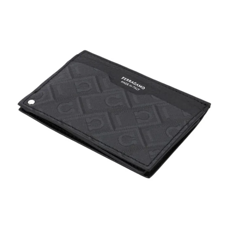 FERRAGAMO Polyurethane Card Holder Unisex Black-3