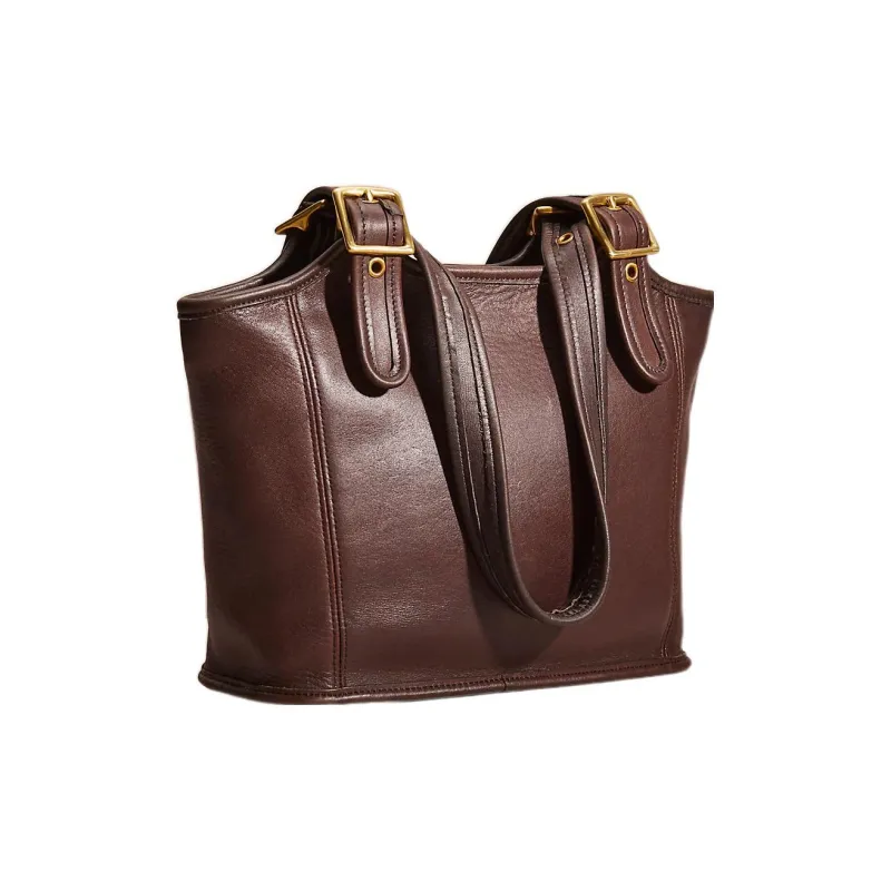 COACH Legacy Leather Tote Bag Shopping Bag Handbag Shoulder Bag Large Size Women's Coffee-1
