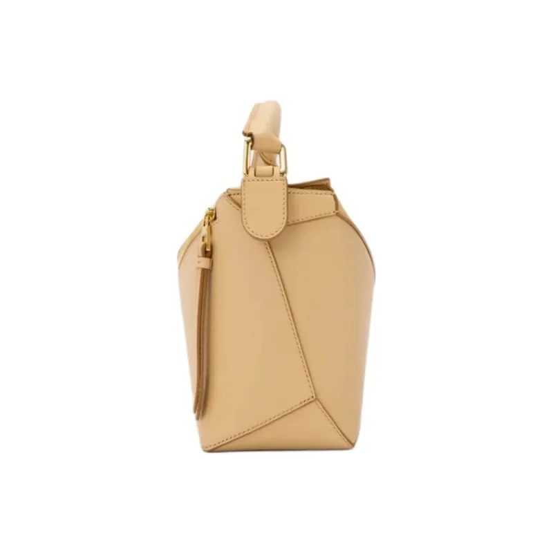 LOEWE Classic Calfskin One Shoulder Handbag Trumpets Women's Silk Beige-4