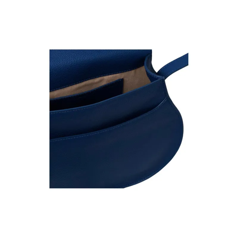 Chloe Marcie Grained Calfskin Saddle Bag Shoulder Bag Crossbody Bag Medium Size Women's Dark Blue-2