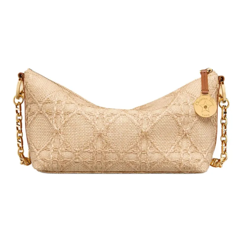 DIOR Technical Fabric With Calfskin Hobo Bag, Crossbody Bag, Shoulder Bag Women's Natural & Brown-3