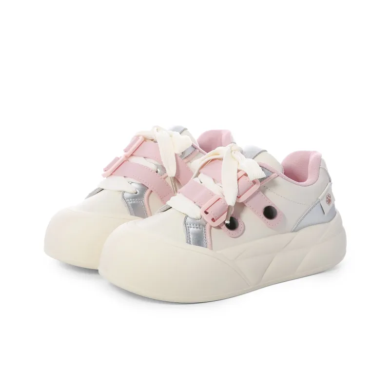 Lovely You Lightweight Anti-Slip And Wear-Resistant Low-Top Skateboard Shoes Women's Pink Silver-2
