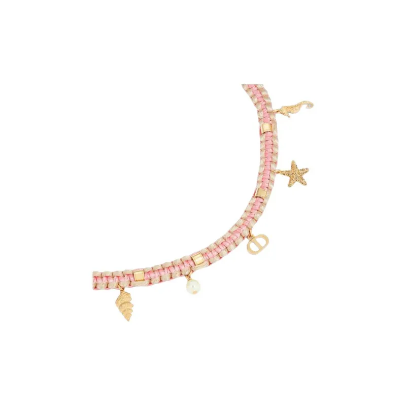 DIOR Resin, Gold Plated, Metal, Fabric Necklaces Women's Pink-1