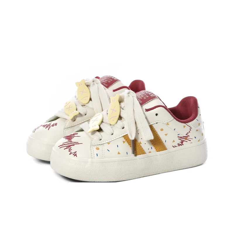 Lovely You Wear resistant And Lightweight Low Top Skateboard Shoes Women's Red Yellow-25