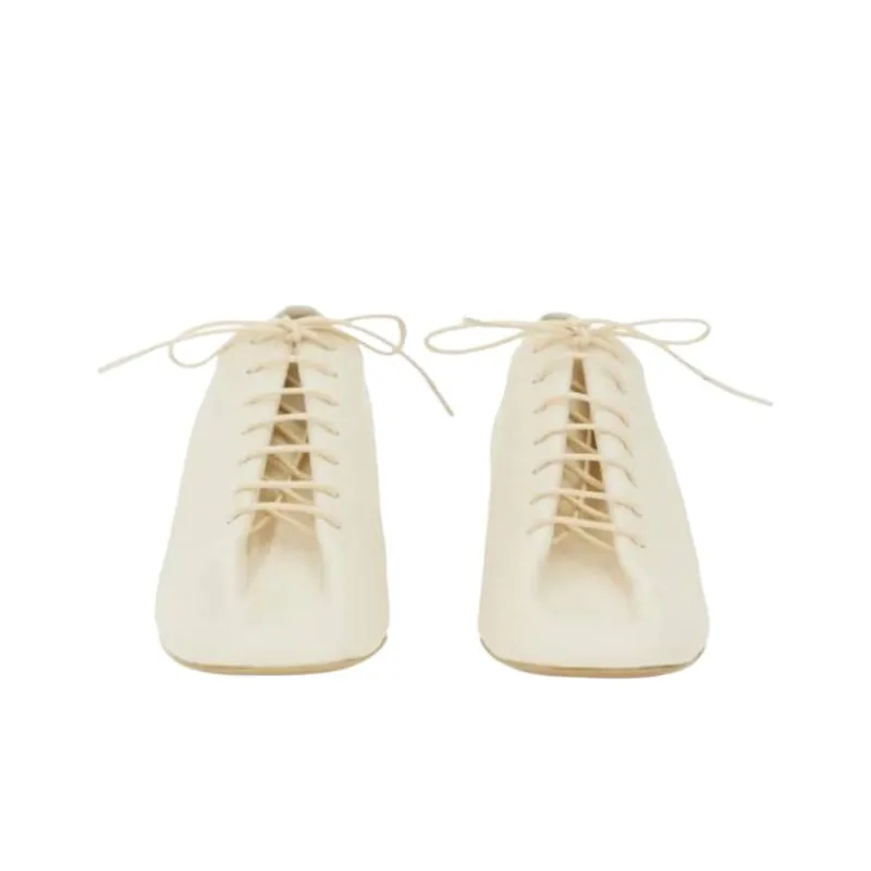 Lemaire Souris Chunky Heel High Heels 5.5cm Women's Beige-4