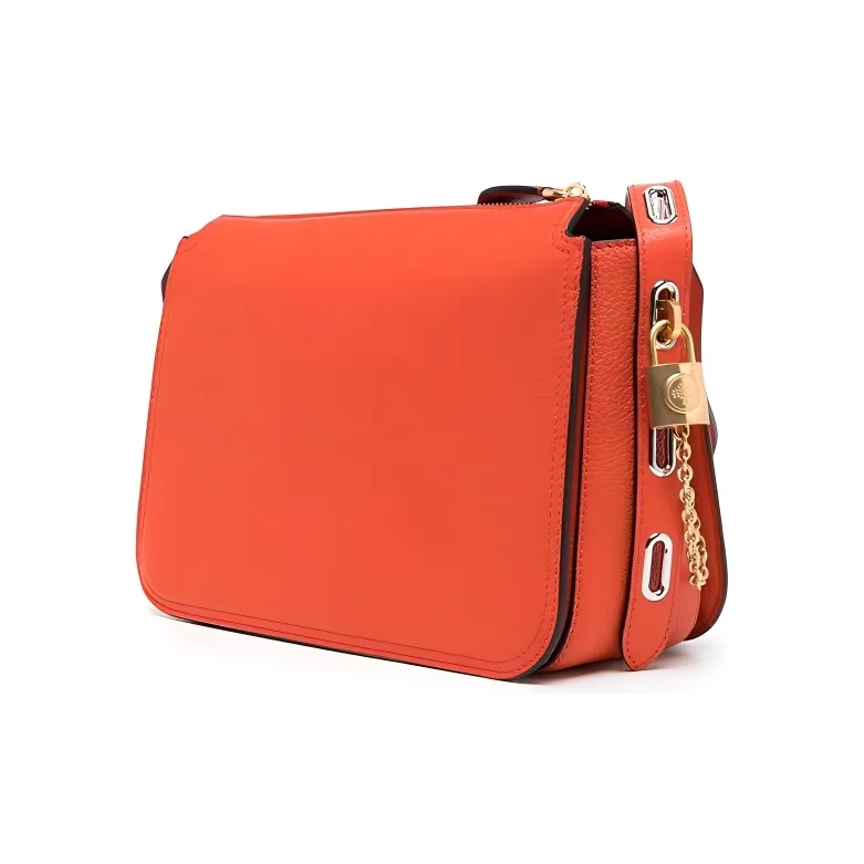 Mulberry Grain Cow Leather Shoulder Bag, Crossbody Bag Women's Orange-1