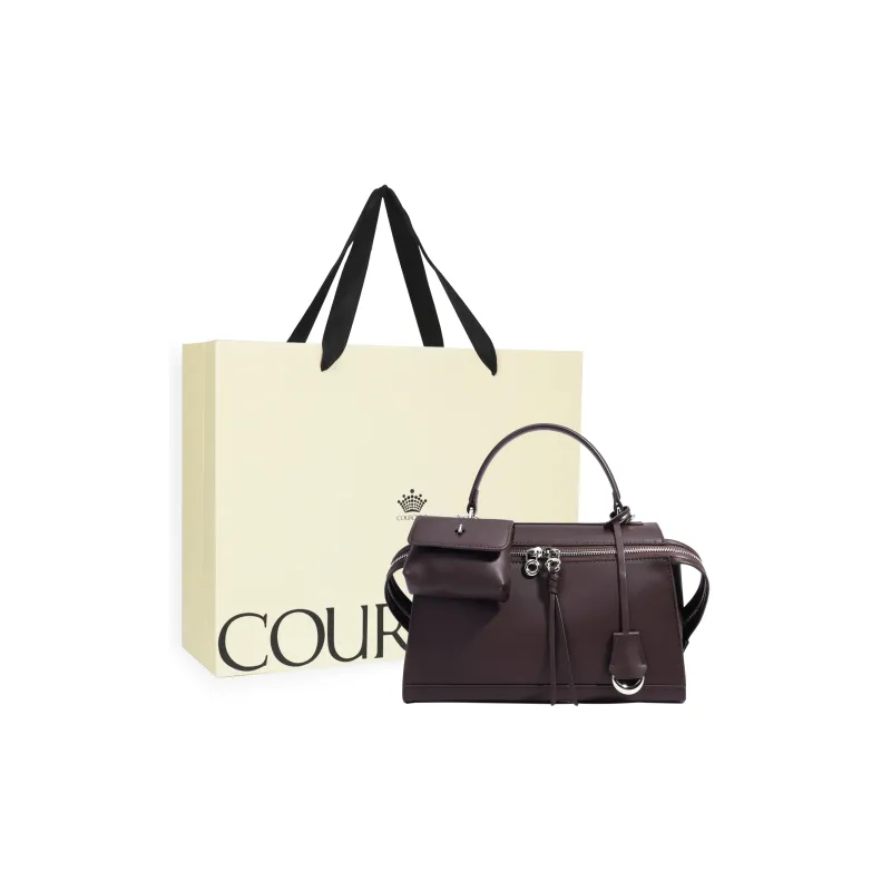 COURONNE Cow Leather Handbag Regular Women's Almond Brown-10
