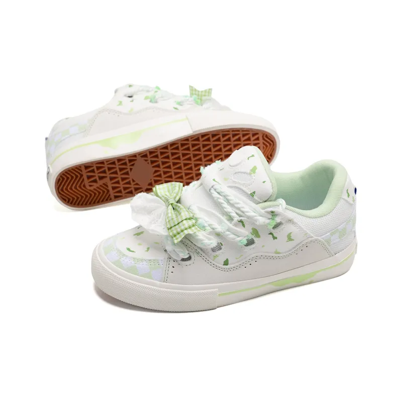 Yalu Wear resistant And Lightweight Low Top Skateboard Shoes Women's Cream Blue-23