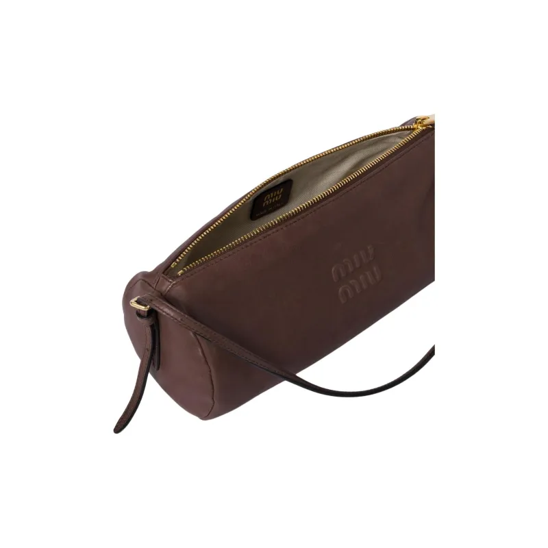 MIU MIU Lambskin Handheld Shoulder Bag Women's Heather Wood Color-4