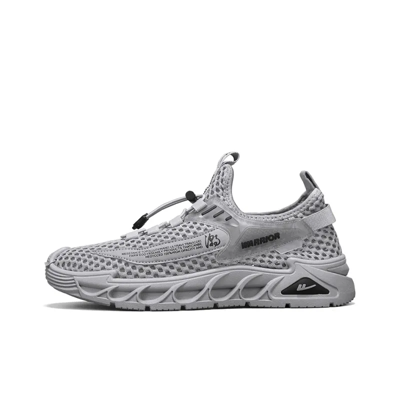 Warrior Lazy Slip on Cushioned Wear Resistant Lightweight Breathable Slip Resistant Low Top Casual Shoes Men's Gray-0