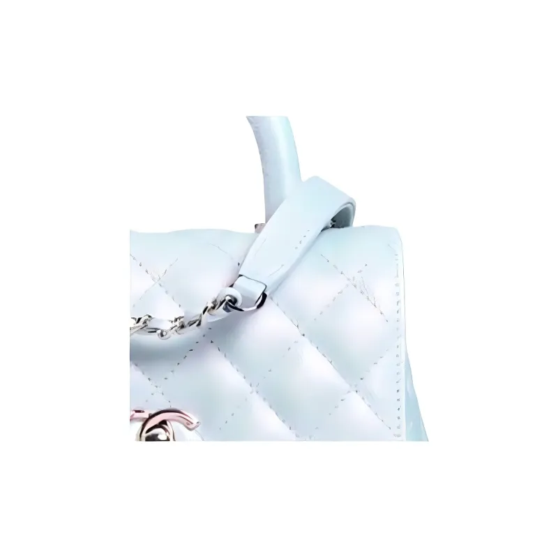 CHANEL Coco Handle Cow Leather Shoulder Bag, Crossbody Bag, Handbag Women's Light Blue-2