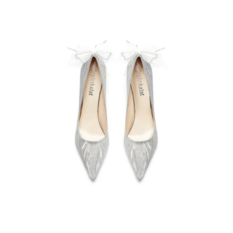 Crelinkxlat Valentine Rose Box Included High Heels Women's Silver-7