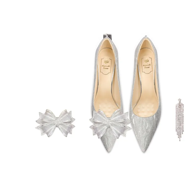 LOLY Slim Heel High Heels Women's Silver-3