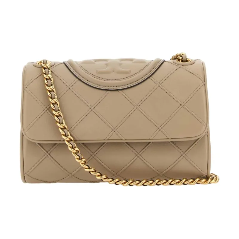 TORY BURCH Fleming Calfskin Crossbody Bag Shoulder Bag Small Size Women's Brown-0