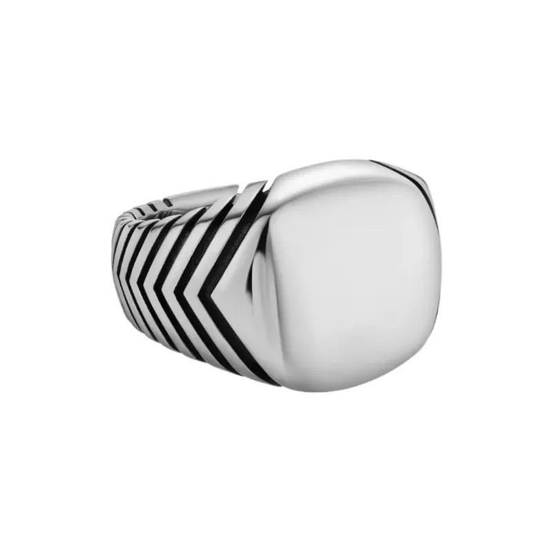 David Yurman Sterling Silver Chevron Signet Ring-1