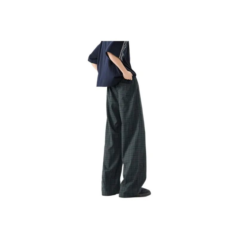 BEAR UNION Casual Pants Unisex Black White Plaid-3