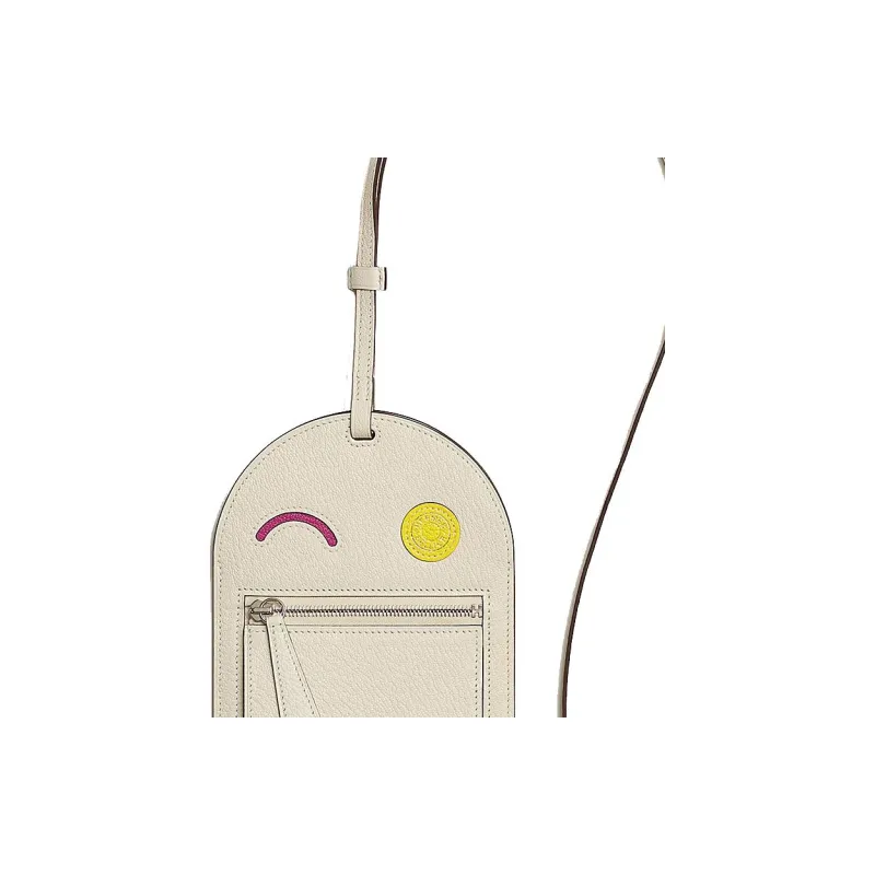 HERMES In The Loop Mysore Goat Skin Pig Nose Cell Phone Pouch Tubas Women's Cream White/Orchid/Lemon-2