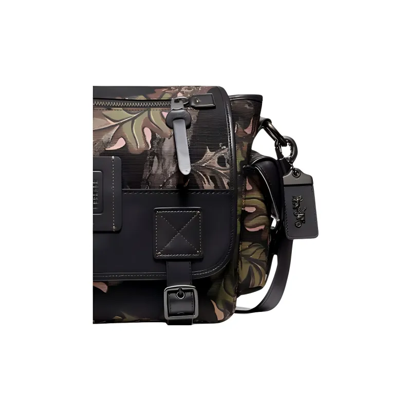 COACH Scout Canvas With Leather Messenger Bag Canvas Bag Shoulder Bag Crossbody Bag Large Size Women's Black-2