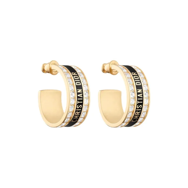 DIOR Faux Crystal Earrings Women's Gold-2