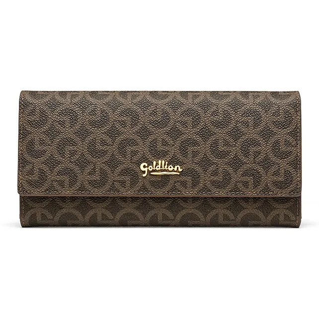 GOLDLION PVC Wallet Women's Ecru/Coffee-4